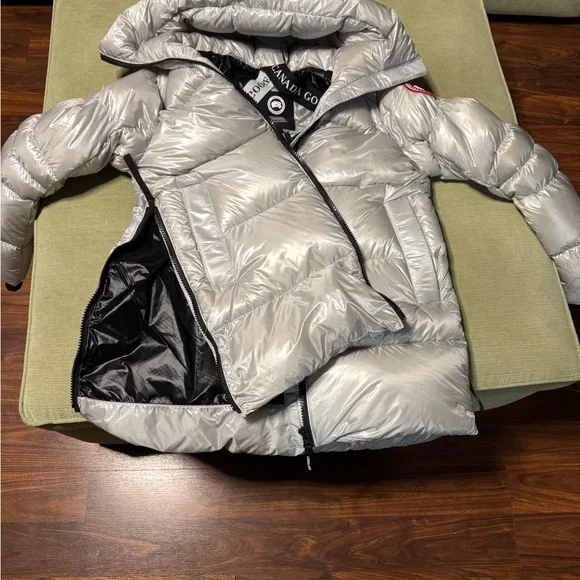 Authentic Cypress Puffer Silver Hooded Puffer Coat - Premium Down Insulation